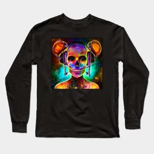 Musical Skull Listening To Music Long Sleeve T-Shirt